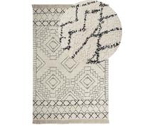 Tapis en Coton Beige et Noir 140 x 200 cm à Motif Géométrique Touffeté Main Zeyn