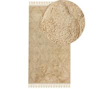 Tapis en Coton Beige Sable 80 x 150 cm à Motif Texturé Touffeté à la Main Sanliu