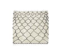 Tapis en coton blanc et noir, à motifs, carré, poils longs, léger, handloom - House Doctor, Zena - 180x180 cm