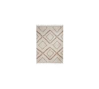 Tapis en coton blanc et orange, rectangulaire, à motifs, avec franges - House Doctor, Minis - 200x140 cm