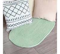Tapis En Coton Effet Cordage Vert Basilic 50x80