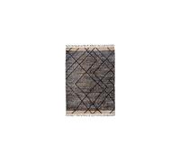 Tapis en coton et jute beige et noir, rectangulaire, à motifs, franges, modèle berbère - House Doctor, Moro - 200x140 cm