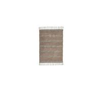 Tapis en coton et jute beige, rectangulaire, à motifs, franges, Handloom - House Doctor, Chen - 60x90 cm