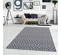 Tapis en Coton - Gris et Bleu - 130 x 190 cm - Style Skandi - Tapis de Salon Moderne