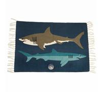 Tapis en coton imprimé Rex London Sharks Bleu 62,5x107x0,4 cm