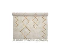 Tapis en coton jaune, rectangulaire, à motifs, tissé et teinté - Bloomingville, Huso - 140x200x1 cm