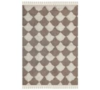 Tapis en Coton Marron et Beige 160 x 230 cm à Franges et Motif Texturé Doux Sino