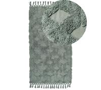 Tapis en Coton Vert 80 x 150 cm à Motif Texturé Touffeté à la Main Très Doux Kar