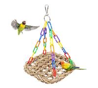 Tapis en de mer pour oiseaux, balançoire de hamac, jouet à mâcher résistant aux morsures avec boucle fixe - Filet d'escalade avec chaînes colorées pour perruches