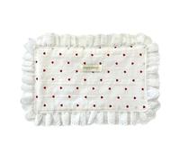Tapis en dentelle lavable en machine avec motif de cœur, bord doux au volant pour cuisine, décoration de salle à manger idéale pour la nouvelle maison