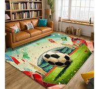 Tapis en éponge à poils courts avec motif ballon de football, drapeaux de stade festifs, événements sportifs, tapis d'intérieur à poils courts qui ne perd pas ses poils pour salon, chambre à coucher