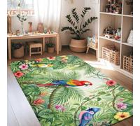 Tapis en éponge à poils courts pour perroquet, nature, fleur tropicale, feuille, été, vert, tapis d'intérieur qui ne perd pas ses poils pour salon, chambre à coucher, cuisine, couloir, 1,2 x 1,8 m