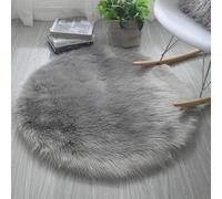 Tapis en Fausse Fourrure, Imitation Polaire Moelleuse Zone Tapis antidérapant Tapis de Yoga pour Le Salon Chambre à Coucher Canapé Tapis de Sol (Rond Gris, 60 x 60 cm)