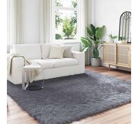 vidaXL Tapis en peau de mouton synthétique TAFALLA Polyester Anthracite 240 x 240 cm