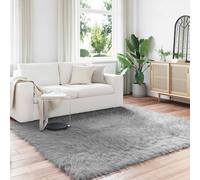 vidaXL Tapis Tafalla en fausse laine de mouton – Polyester 200 x 200 cm – Gris