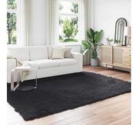 Vidaxl Tapis En Peau De Mouton Synthétique Noir 200 X 280 Cm Polyester