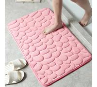 Tapis en fibre gaufrée 1 pièce, tapis antidérapant pour salle de bain et salon, tapis de sol en galets, articles ménagers rose red