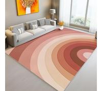 Tapis en Flanelle 100 X 150 Cm - Simplicité Moderne Circulaire Dégradé Ultra Doux Lavable Antidérapant Poils Ras Ne Peluche Pas Chameau Marron pour Chambre Cuisine Salon Tapis en Faux Laine