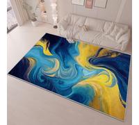 Tapis en Flanelle 160 X 230 Cm - Abstrait Lignes Vagues, Ultra Doux, Lavable, Antidérapant, Poils Ras, Ne Peluche Pas Bleu - pour Chambre, Cuisine, Salon Tapis en Faux Laine