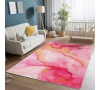 Tapis en Flanelle 160 x 230 cm, Encre Tache Abstrait imprimés, Rose Jaune Ultra Doux Lavable Antidérapant Ne Peluche Pas Tapis pour Salon Cuisine Chambre Décor