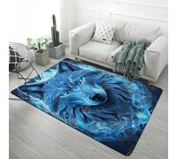 Tapis en Flanelle 3D Tigre Lion Léopard Décoration D'intérieur Bleu Gris Noir Doux Tapis De Sol Antidérapant pour Salon, Chambre, Couloir, Salle De Bain, Chevet (Color 4,160x200 cm)