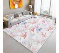 Tapis en Flanelle 80 x 150 cm, Aquarelle Vie Marine Coraux Motif imprimé, Coloré Ultra Doux Lavable Antidérapant Poils Ras Tapis pour Salon et Salle à Manger, décoration de la Maison Moderne