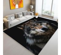 Tapis en Flanelle 80 x 150 cm, Gros Plan Portrait Loup Photographie Motif imprimé, Coloré Ultra Doux Lavable Antidérapant Poils Ras Tapis pour Salon et Salle à Manger, décoration de la Maison Moderne