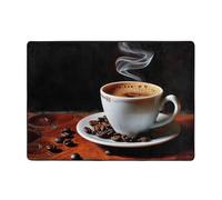 Tapis en flanelle à imprimé grains de café, doux, ne perd pas ses poils, tapis de sol en mousse à mémoire de forme et à réduction du bruit, pour chambre à coucher, salle à manger, bureau - 203,2 x