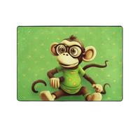 Tapis en flanelle à mémoire de forme doux et anti-bruit pour chambre à coucher, salle à manger, bureau - Motif singe vert - 203,2 x 147,3 cm