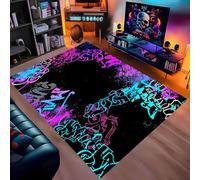 Tapis en Flanelle à Motif Graffiti Gaming, Antidérapant Style Street Art pour Salon Chambre à Coucher Chambre de Gamer, Tapis Doux et Durable pour Garçon Adolescent Adulte, 100x150 cm, Color 3