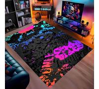 Tapis en Flanelle à Motif Graffiti Gaming, Antidérapant Style Street Art pour Salon Chambre à Coucher Chambre de Gamer, Tapis Doux et Durable pour Garçon Adolescent Adulte, 120x180 cm, Color 1