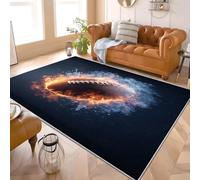 Tapis en Flanelle à Poils Courts 200x300 cm Sport CréAtivité Rugby Doux et Lavable en Machine Dessous Antidérapant TPR Facile d’Entretien Bleu Tapis pour Chambre Salon Bureau