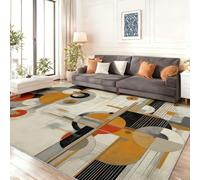 Tapis en Flanelle Douce Imprimée Abstrait Moderne Cercles Lignes, Surface Moelleuse et Dos Antidérapant, Coloré Tapis Idéal pour Salon et Chambre 140 x 200 cm