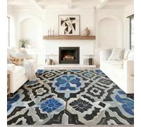 Tapis en Flanelle Douce Imprimée Motif géométrique Style Traditionnel, Surface Moelleuse et Dos Antidérapant, Coloré Tapis Idéal pour Salon et Chambre 80 x 150 cm