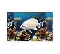 Tapis en flanelle douce motif poisson blanc doré 152,4 x 99,1 cm, mousse à mémoire de forme, idéal pour le salon et le bureau.