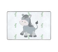 Tapis en flanelle douce Smiling Donkey - 152,4 x 99,1 cm - Mousse à mémoire de forme antidérapante - Idéal pour le salon et le bureau.