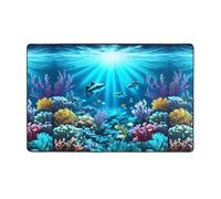Tapis en flanelle douce Submarine Coral Rays 152,4 x 99,1 cm, mousse à mémoire de forme, idéal pour le salon et le bureau.