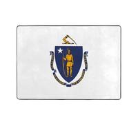 Tapis en flanelle drapeau de l'État du Massachusetts 203,2 x 147,3 cm pour chambre à coucher, tapis de chevet, tapis de table basse, tapis décoratif de salle d'étude