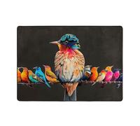 Tapis en flanelle imprimé oiseau coloré 1, 203,2 x 147,3 cm, tapis de sol doux en mousse à mémoire de forme qui ne perd pas ses poils, tapis de sol chaud et antibruit pour chambre à coucher, salle à