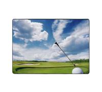 Tapis en flanelle imprimé parcours de golf, 203,2 x 147,3 cm, tapis de sol en mousse à mémoire de forme doux, ne perd pas ses poils, tapis de sol chaud et silencieux pour chambre à coucher, salle à