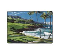 Tapis en flanelle imprimé parcours de golf hawaïen, 203,2 x 147,3 cm, doux, ne perd pas ses poils, tapis de sol en mousse à mémoire de forme, tapis chaud et antibruit, pour chambre à coucher, salle à