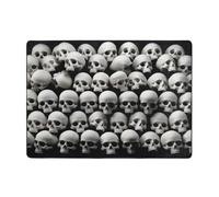 Tapis en flanelle imprimé tête de mort 2 - 203,2 x 147,3 cm - Tapis de sol doux en mousse à mémoire de forme qui ne perd pas ses poils - Tapis chaud et silencieux pour chambre à coucher, salle à