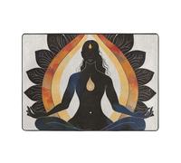 Tapis en flanelle imprimé yoga méditation 203,2 x 147,3 cm, tapis de sol doux en mousse à mémoire de forme qui ne perd pas ses poils - Tapis chaud et silencieux pour chambre à coucher, salle à manger