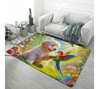Tapis en Flanelle Moderne Motif Animalier 3D Licorne Tigre Blanc Tortue Chiot Motif Antidérapant Cool Carpet pour Chambre d'enfant, Tapis de sol Décoratif pour Salle de Jeux, 160x200 cm, Color 2