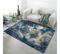 Tapis en Flanelle Moderne Motif Animalier 3D Licorne Tigre Blanc Tortue Chiot Motif Antidérapant Cool Carpet pour Chambre d'enfant, Tapis de sol Décoratif pour Salle de Jeux, 120x180 cm, Color 3