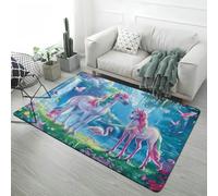 Tapis en Flanelle Moderne Motif Animalier 3D Licorne Tigre Blanc Tortue Chiot Motif Antidérapant Cool Carpet pour Chambre d'enfant, Tapis de sol Décoratif pour Salle de Jeux, 100x150 cm, Color 5