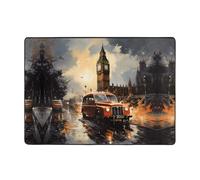 Tapis en flanelle motif taxi londonien, 203,2 x 147,3 cm, tapis de sol en tissu résistant aux taches, décoration d'intérieur, chambre à coucher, bureau