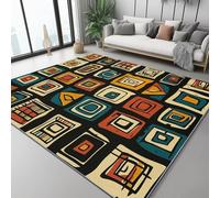 Tapis en Flanelle pour Enfants Géométrie Style Tribal Simple Texture, Coloré Tapis Moderne à Poils Courts, Lavable en Machine, idéal pour Le Salon ou la Chambre, 120 x 180 cm, Doux et décoratif