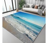 Tapis en Flanelle pour Enfants Nature Plage Île Ciel Bleu, Coloré Tapis Moderne à Poils Courts, antidérapant et Lavable en Machine, idéal pour Le Salon ou la Chambre, 80 x 150 cm, Doux et décoratif