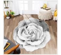 Tapis en Forme De Fleur De Rose, Tapis De Sol Antidérapant, Tapis De Sol Lavable en Forme De Fleur d'art Moderne, Parfait pour La Décoration De La Chambre À Coucher,12,120 * 120cm